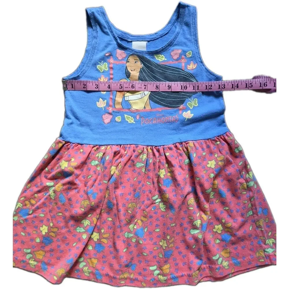 VTG Disney Pocahontas Girls Sleeveless Dress Graphic Print Floral 90s No Tag